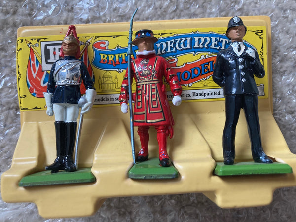 Britains Guards and Police on a display card 1973